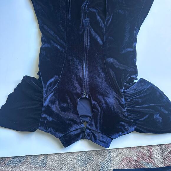 Zunie Velvet Flutter Mock Neck Dress - Picture 6 of 7